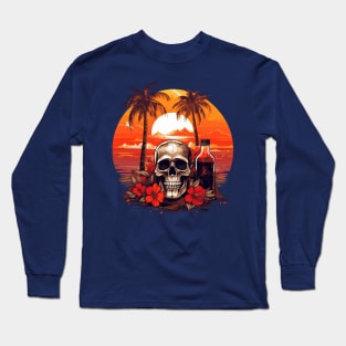 Skull and Empty Bottle - Beach Vibes Long Sleeve T-Shirt